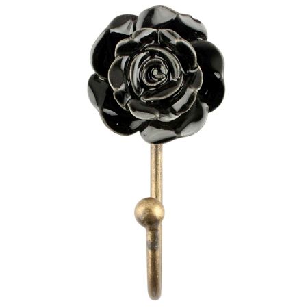 Black Rose Ceramic Wall Hook